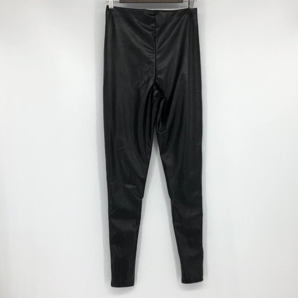 Pretty Little Thing NWT black shiny PU seam detail high waist fitted pants 4 - Picture 4 of 15